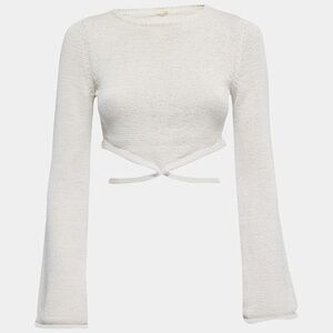 Cult Gaia Beige Knit Bell Sleeve with Tie back Detail